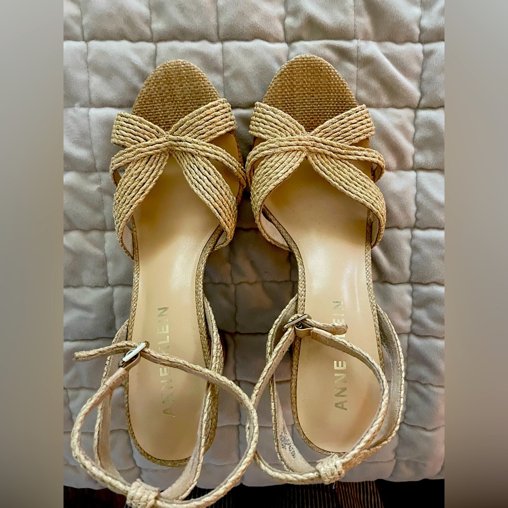 Anne Klein Tan Espadrilles with Bow Detail